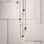 Suspension Art Déco simple conique en albâtre avec corde