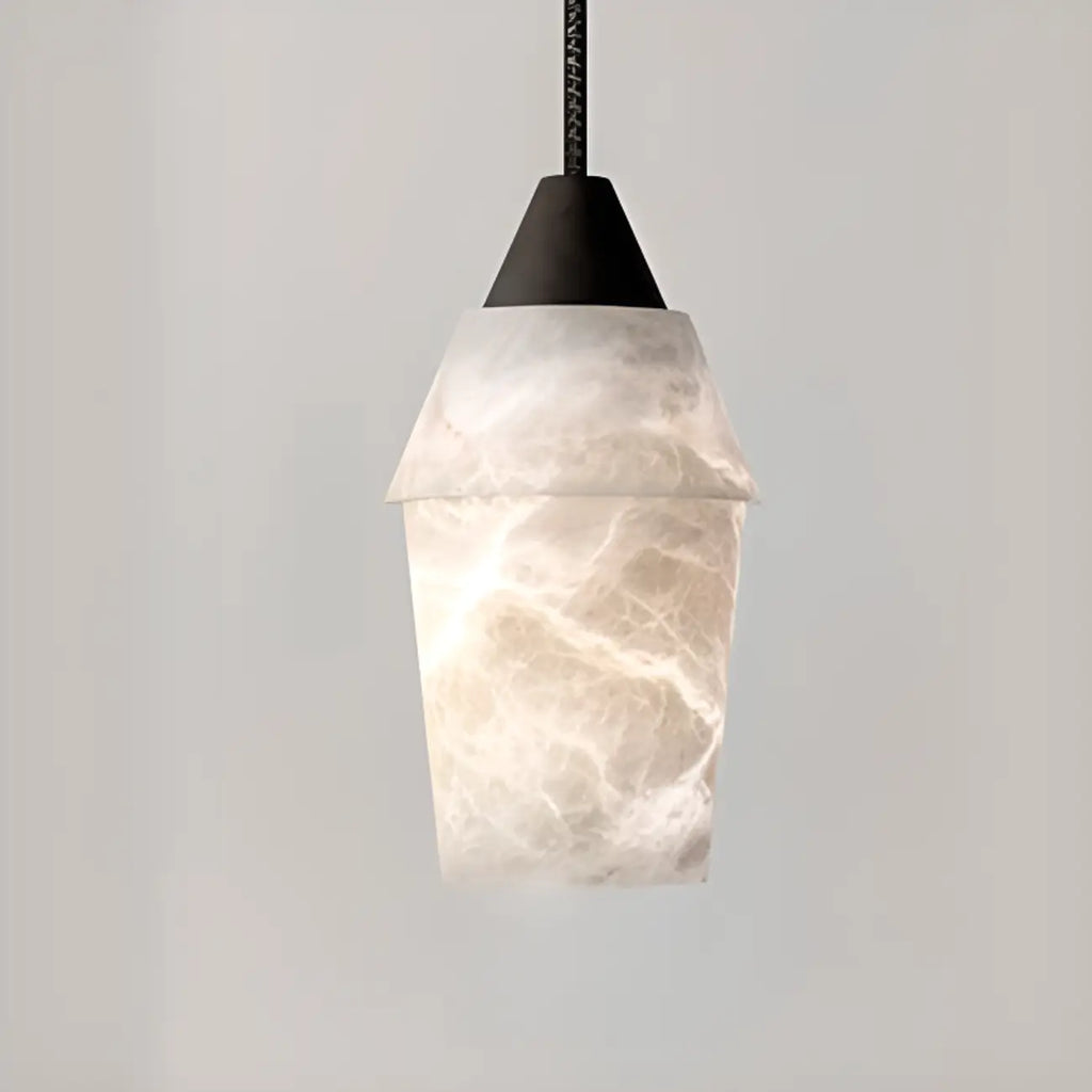 Suspension Art Déco simple conique en albâtre avec corde