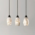 Suspension Art Déco simple conique en albâtre avec corde