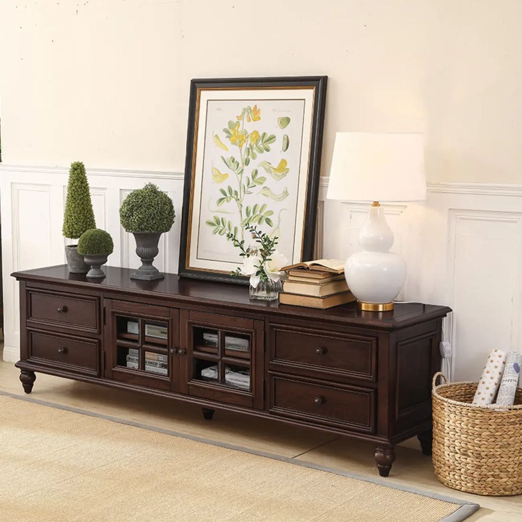 Meuble TV moderne mi-siècle Sepia Shaker avec tiroirs