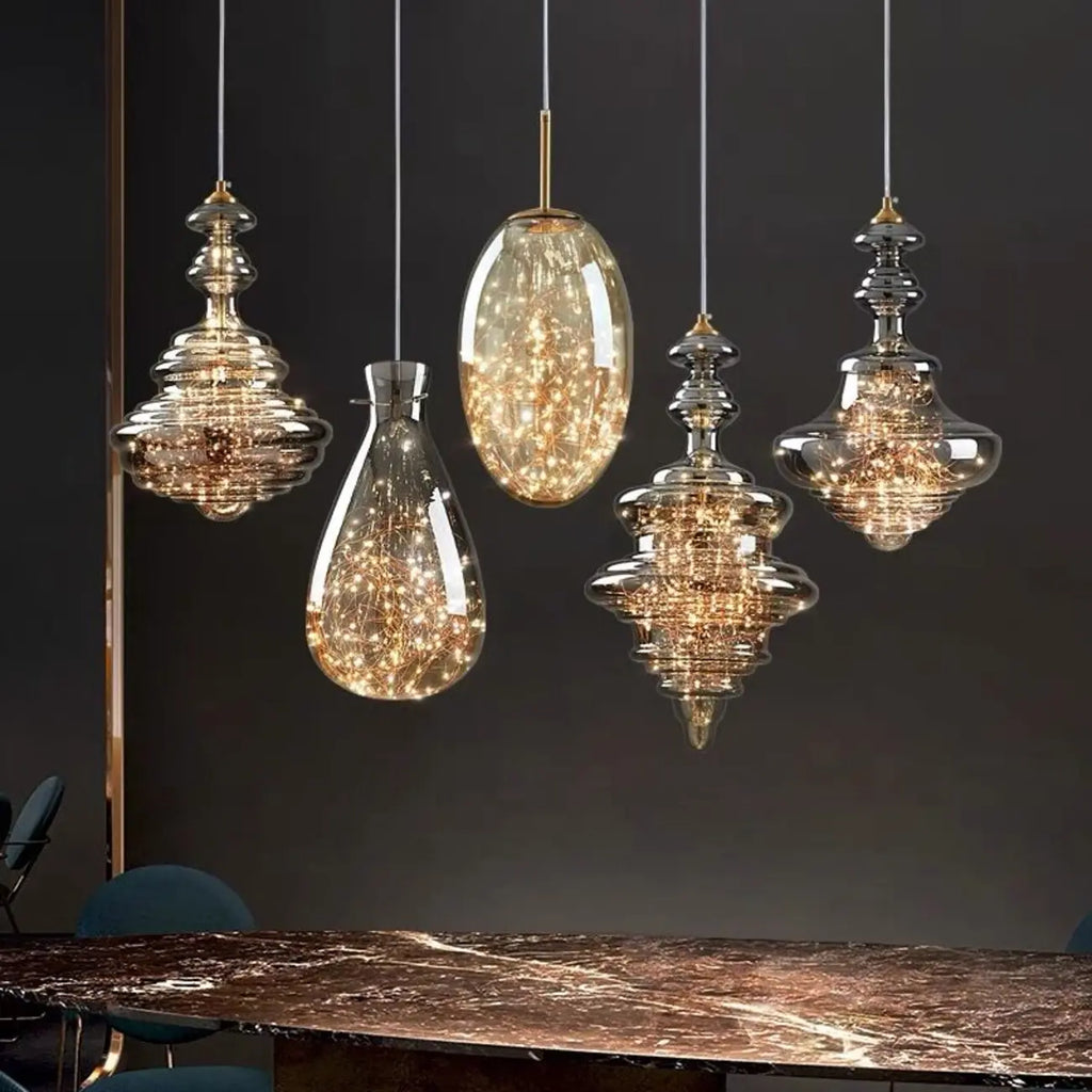 Suspension moderne en verre transparent pour salle à manger