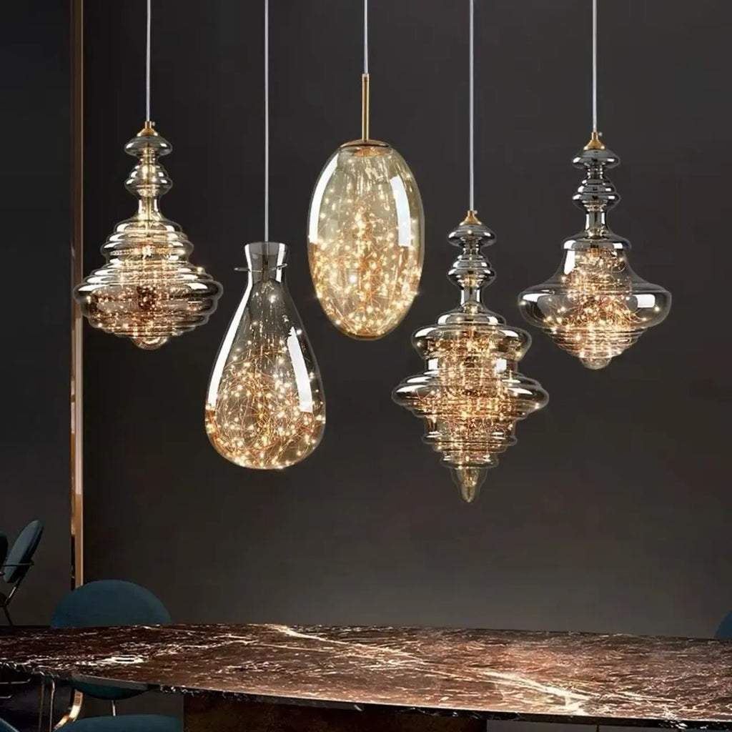 Suspension moderne en verre transparent pour salle à manger