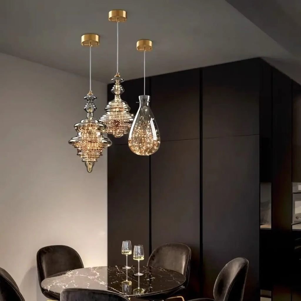 Suspension moderne en verre transparent pour salle à manger