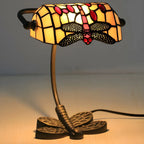 Lampe de table Tiffany Vintage à pied en vitrail libellule