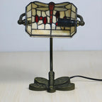 Lampe de table Tiffany Vintage à pied en vitrail libellule
