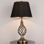 Lampe de chevet LED géométrique en tissu, base en laiton antique