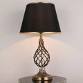 Lampe de chevet LED géométrique en tissu, base en laiton antique
