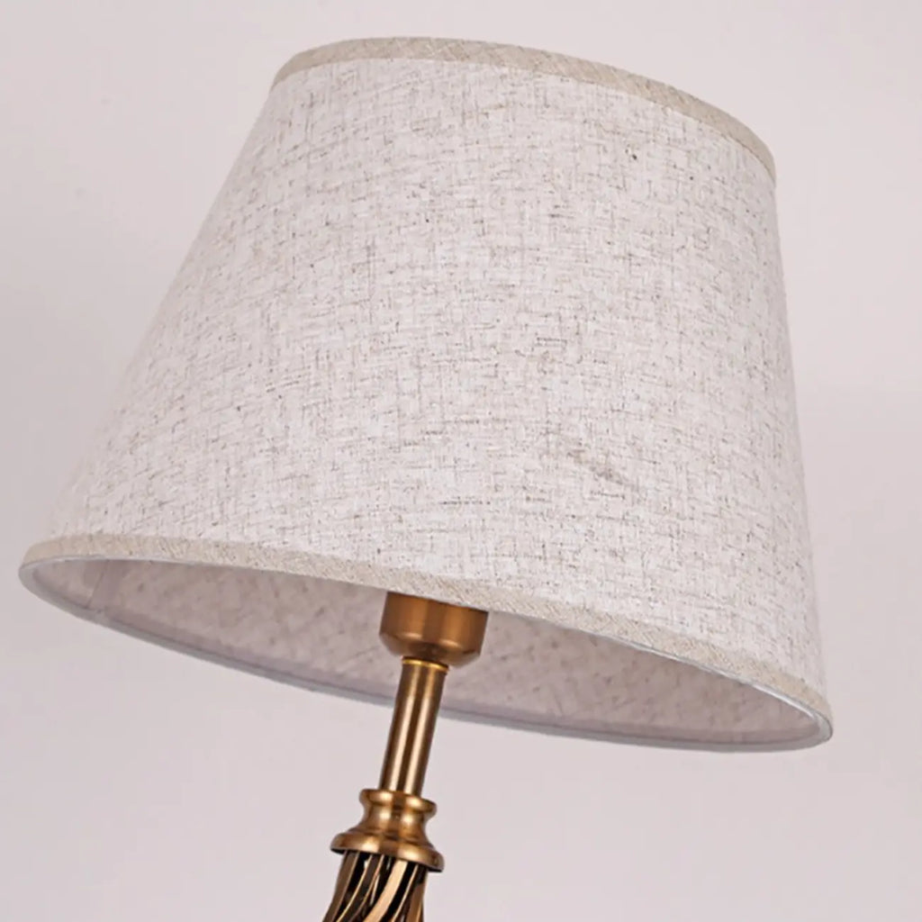 Lampe de chevet LED géométrique en tissu, base en laiton antique
