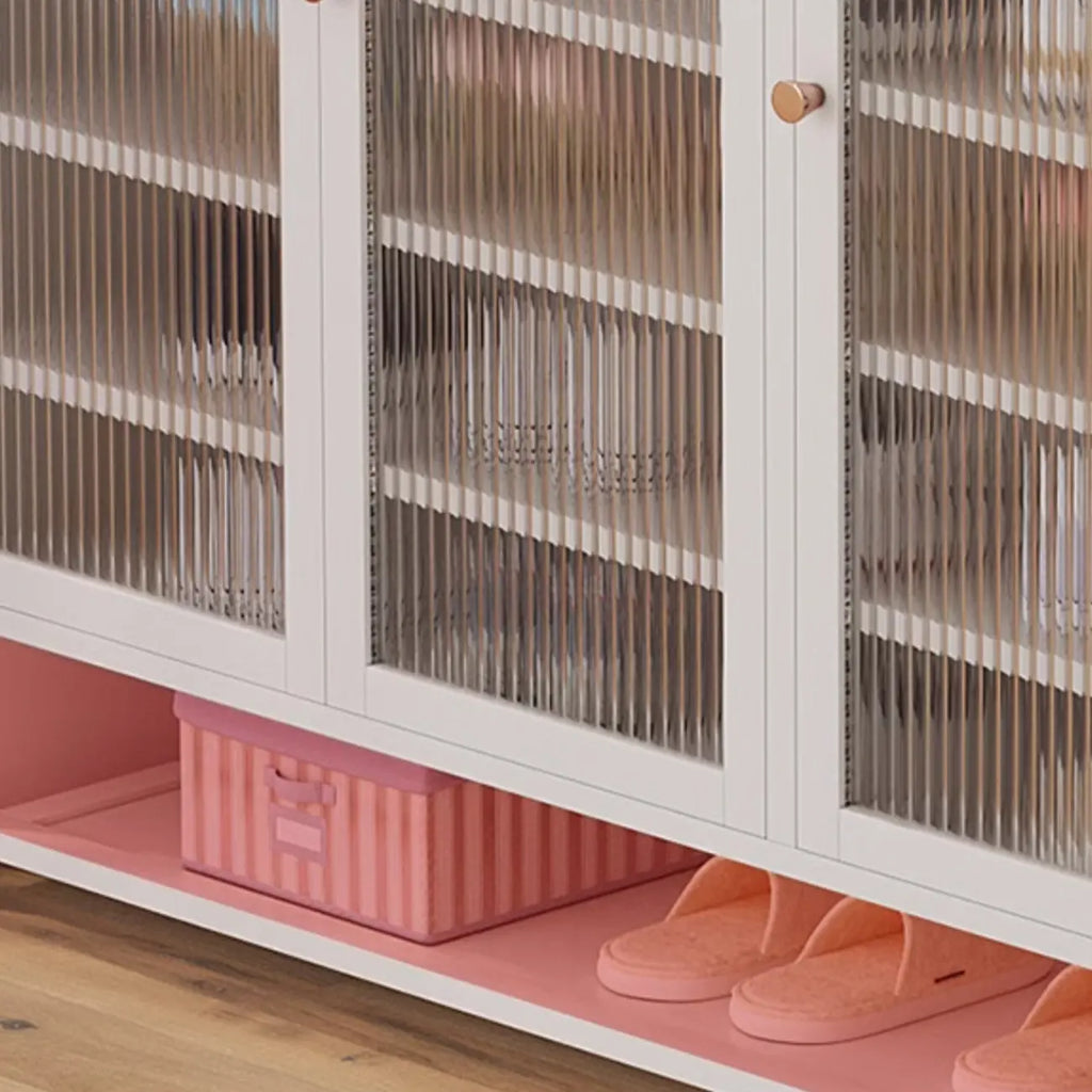 Armoire à chaussures à plusieurs niveaux avec portes réglables en bois et acrylique
