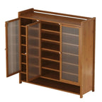 Armoire à chaussures à plusieurs niveaux avec portes réglables en bois et acrylique