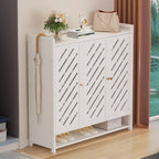 Armoire à chaussures à plusieurs niveaux avec portes réglables en bois et acrylique