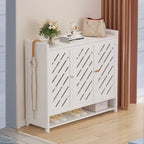 Armoire à chaussures à plusieurs niveaux avec portes réglables en bois et acrylique