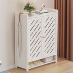 Armoire à chaussures à plusieurs niveaux avec portes réglables en bois et acrylique