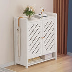 Armoire à chaussures à plusieurs niveaux avec portes réglables en bois et acrylique