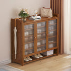 Armoire à chaussures à plusieurs niveaux avec portes réglables en bois et acrylique