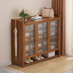 Armoire à chaussures à plusieurs niveaux avec portes réglables en bois et acrylique