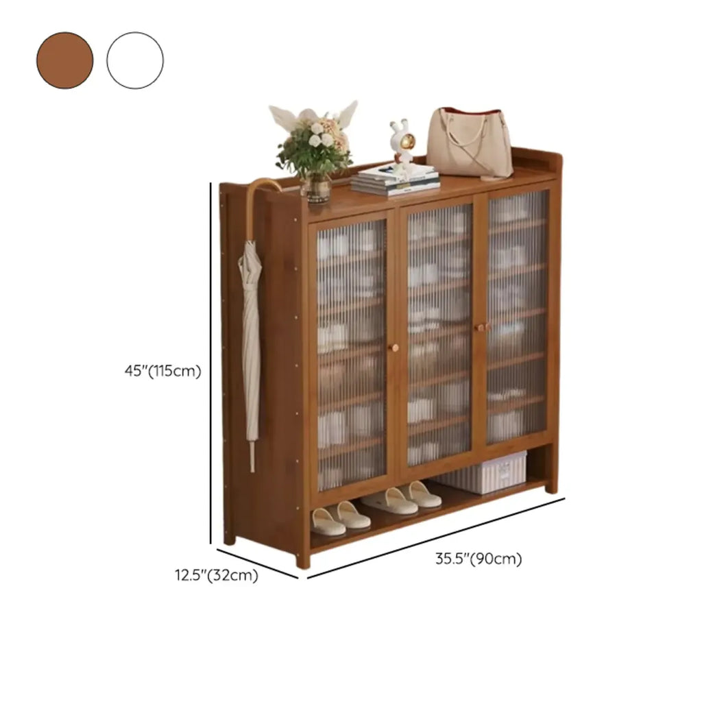Armoire à chaussures à plusieurs niveaux avec portes réglables en bois et acrylique