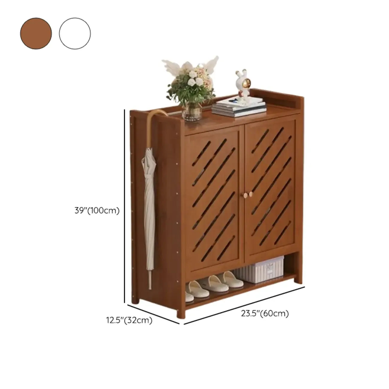Armoire à chaussures à plusieurs niveaux avec portes réglables en bois et acrylique