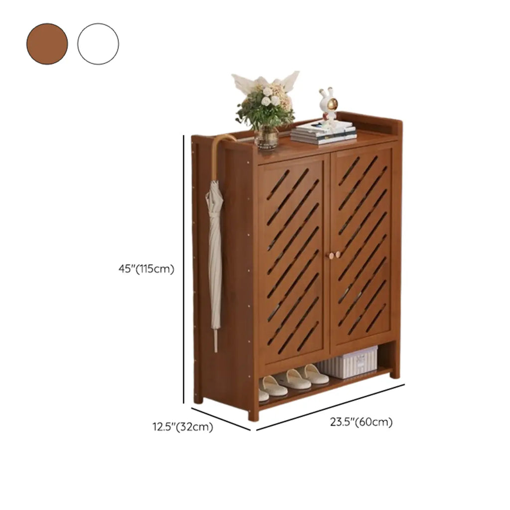 Armoire à chaussures à plusieurs niveaux avec portes réglables en bois et acrylique
