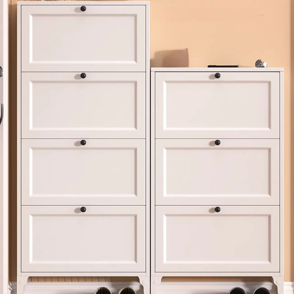 Armoire à chaussures compacte et mince en métal blanc à ouverture frontale