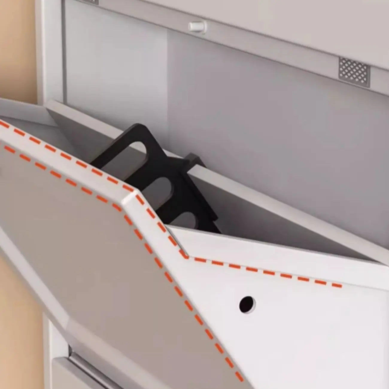 Armoire à chaussures compacte et mince en métal blanc à ouverture frontale