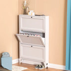 Armoire à chaussures compacte et mince en métal blanc à ouverture frontale