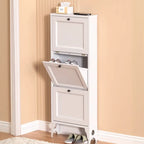 Armoire à chaussures compacte et mince en métal blanc à ouverture frontale
