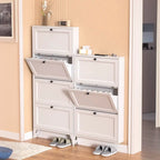 Armoire à chaussures compacte et mince en métal blanc à ouverture frontale