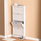 Armoire à chaussures compacte et mince en métal blanc à ouverture frontale