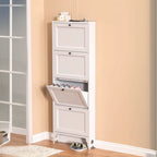Armoire à chaussures compacte et mince en métal blanc à ouverture frontale