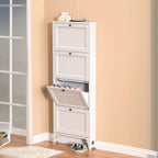 Armoire à chaussures compacte et mince en métal blanc à ouverture frontale