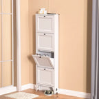 Armoire à chaussures compacte et mince en métal blanc à ouverture frontale