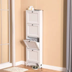 Armoire à chaussures compacte et mince en métal blanc à ouverture frontale
