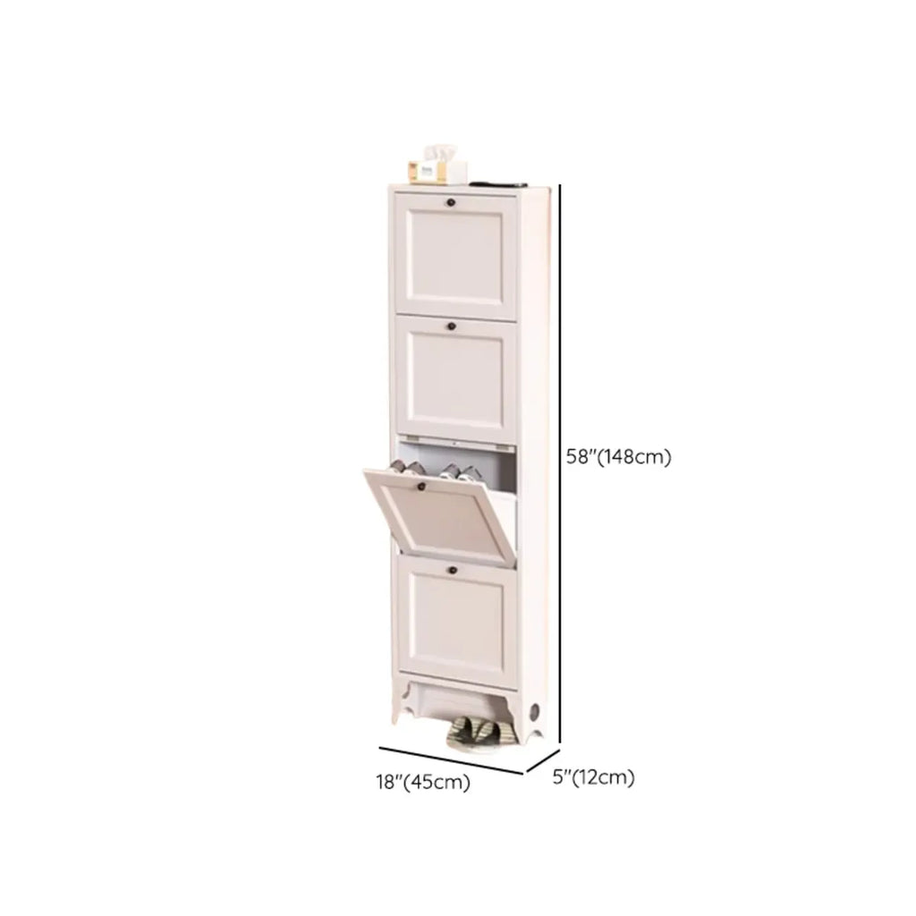 Armoire à chaussures compacte et mince en métal blanc à ouverture frontale