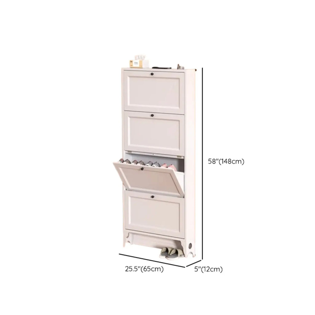 Armoire à chaussures compacte et mince en métal blanc à ouverture frontale