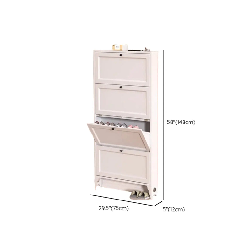 Armoire à chaussures compacte et mince en métal blanc à ouverture frontale
