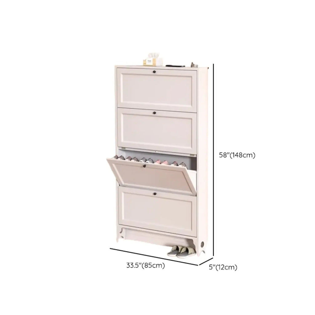 Armoire à chaussures compacte et mince en métal blanc à ouverture frontale