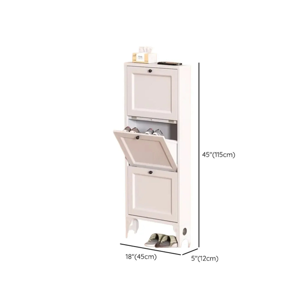 Armoire à chaussures compacte et mince en métal blanc à ouverture frontale