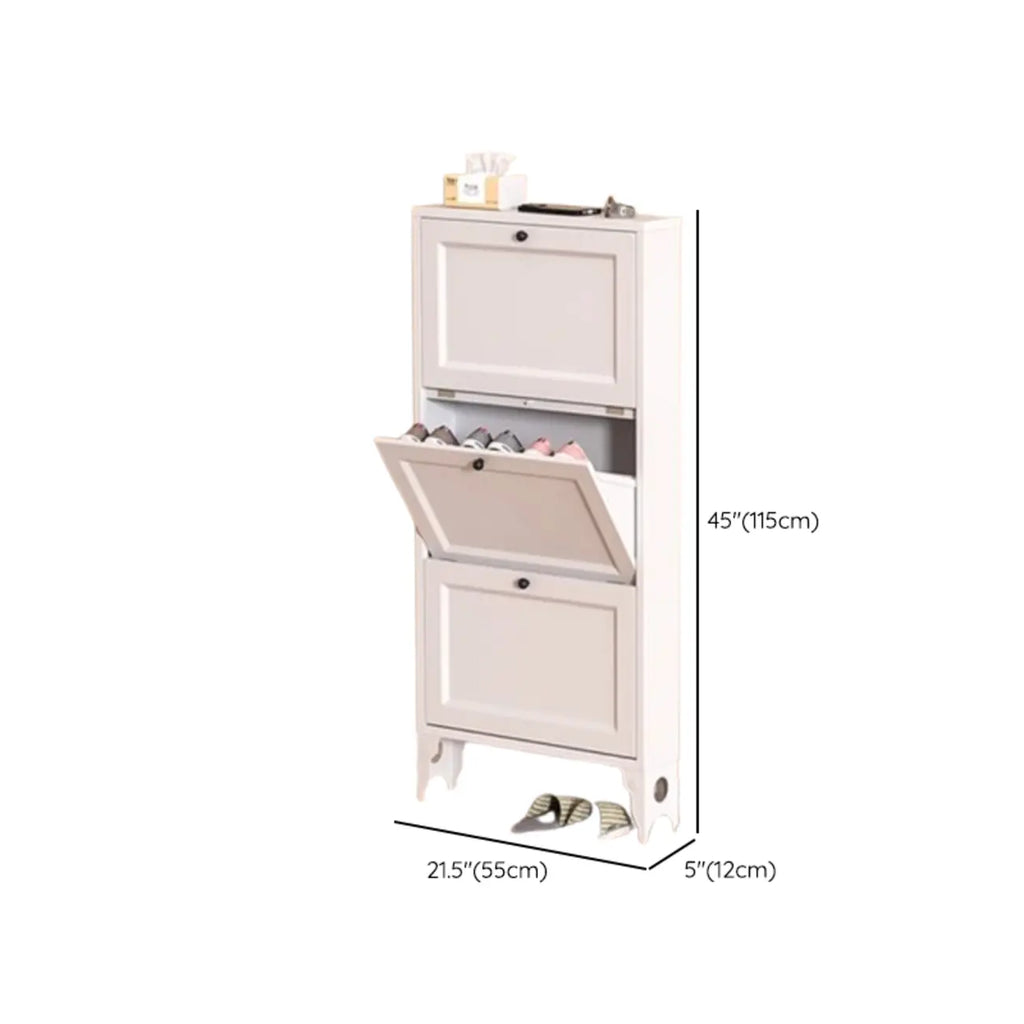 Armoire à chaussures compacte et mince en métal blanc à ouverture frontale