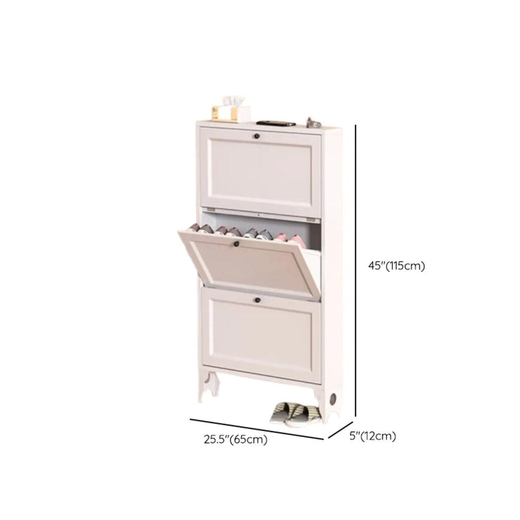 Armoire à chaussures compacte et mince en métal blanc à ouverture frontale