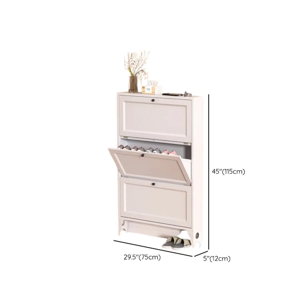 Armoire à chaussures compacte et mince en métal blanc à ouverture frontale