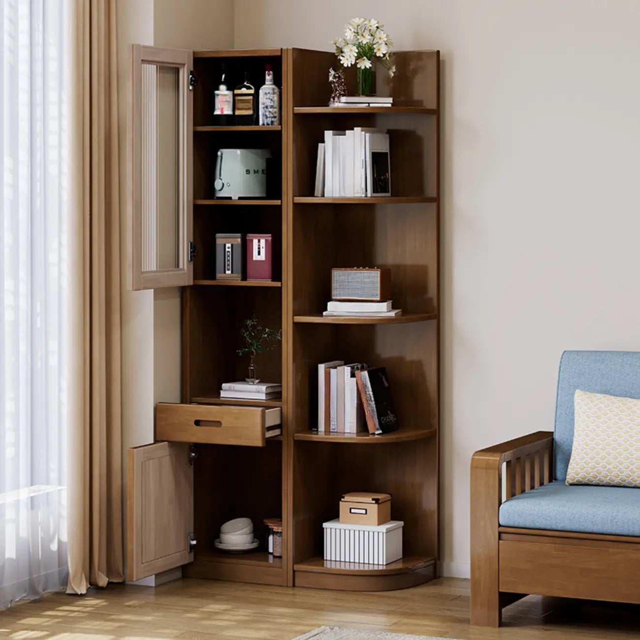 Armoire utilitaire moderne en bois brun pour salon