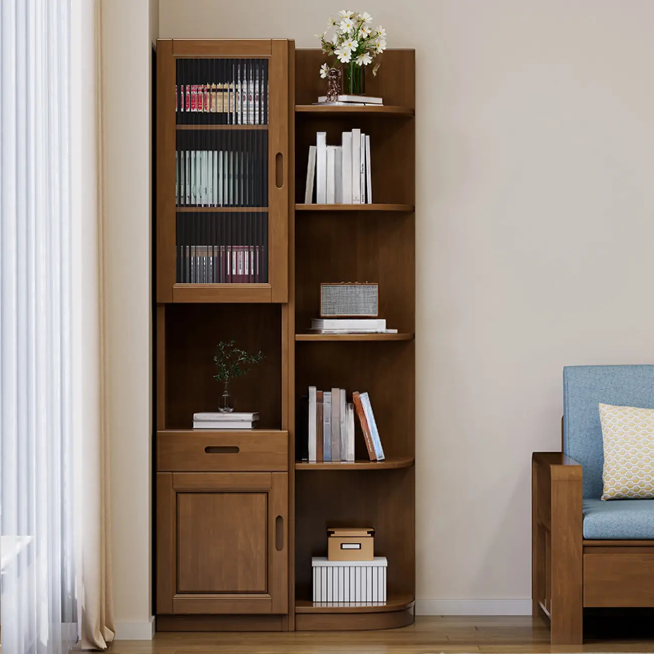 Armoire utilitaire moderne en bois brun pour salon