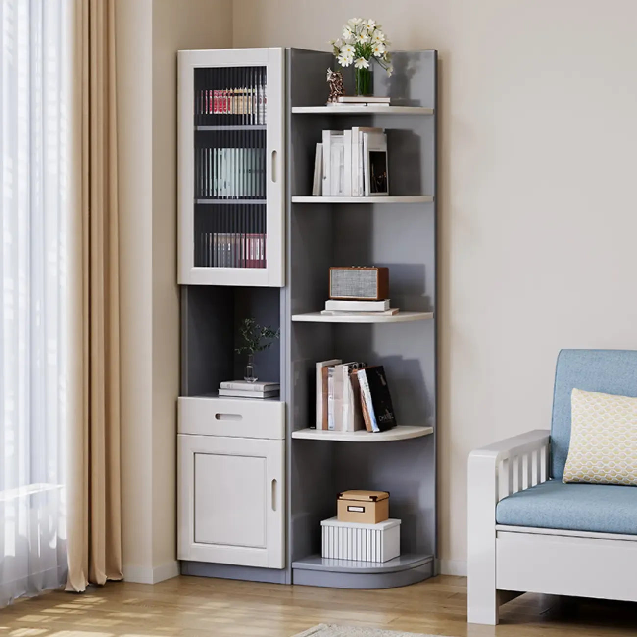 Armoire utilitaire moderne en bois brun pour salon