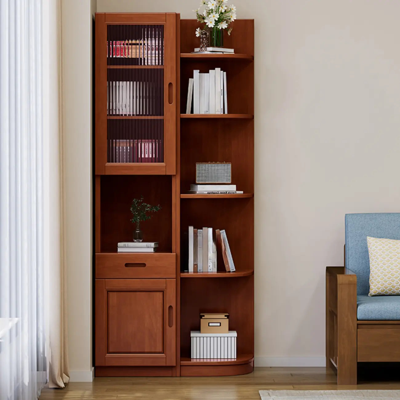 Armoire utilitaire moderne en bois brun pour salon