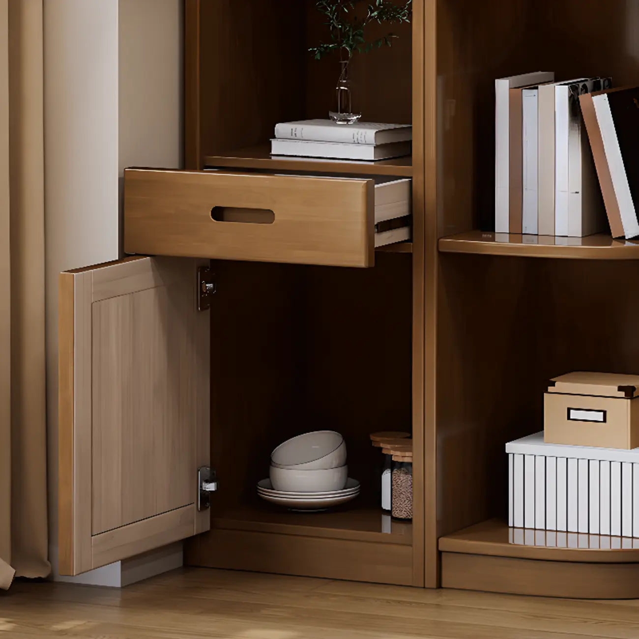 Armoire utilitaire moderne en bois brun pour salon