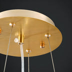 Lustre élégant suspendu en verre à branches dorées