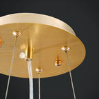 Lustre élégant suspendu en verre à branches dorées