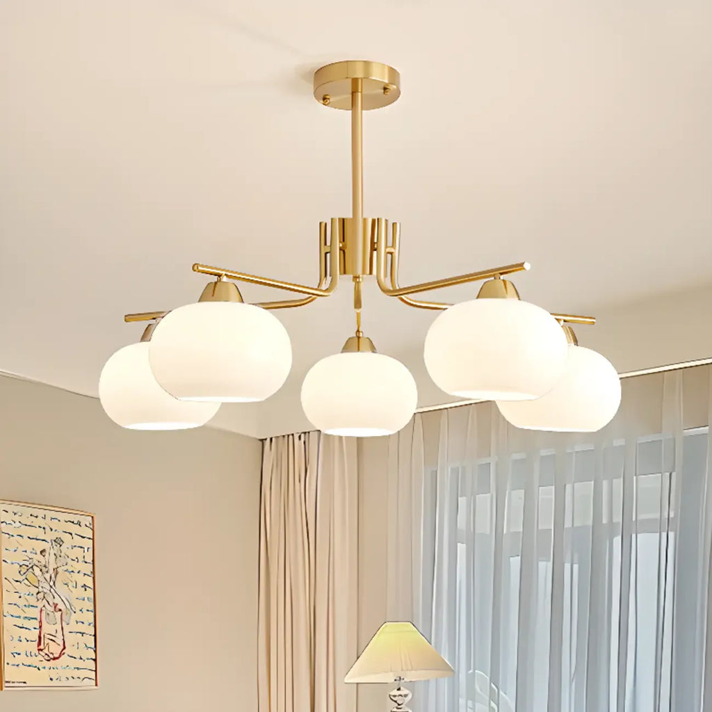 Lustre circulaire contemporain en verre, hauteur réglable.