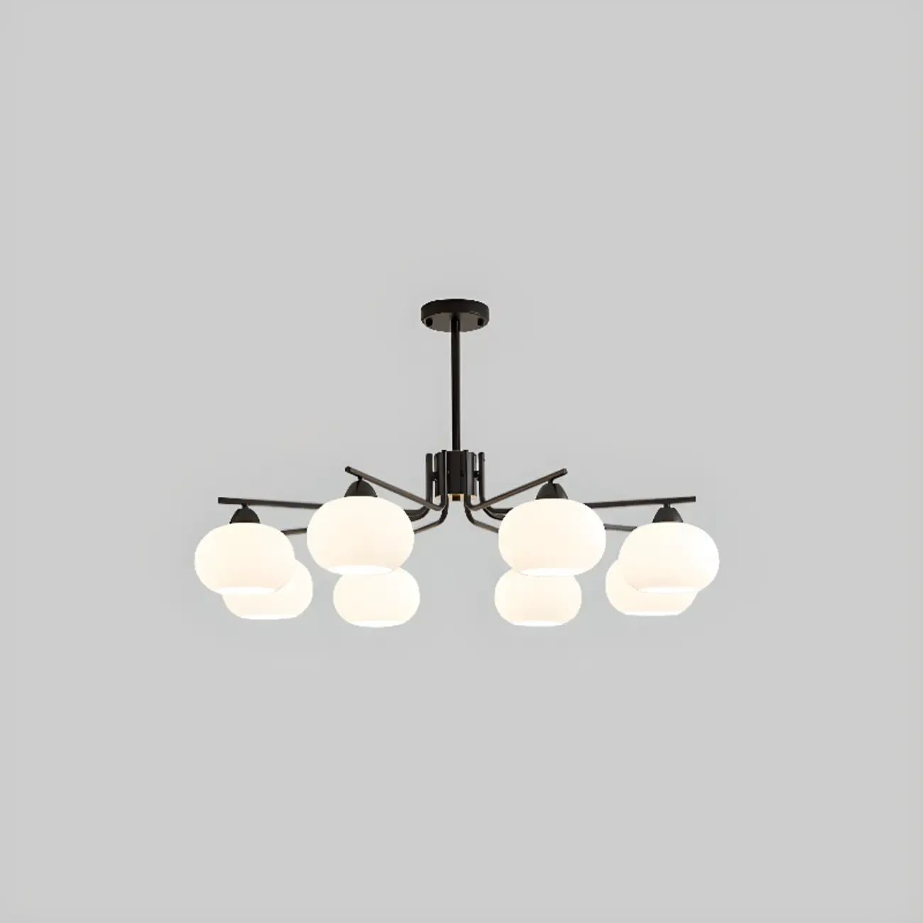 Lustre circulaire contemporain en verre, hauteur réglable.